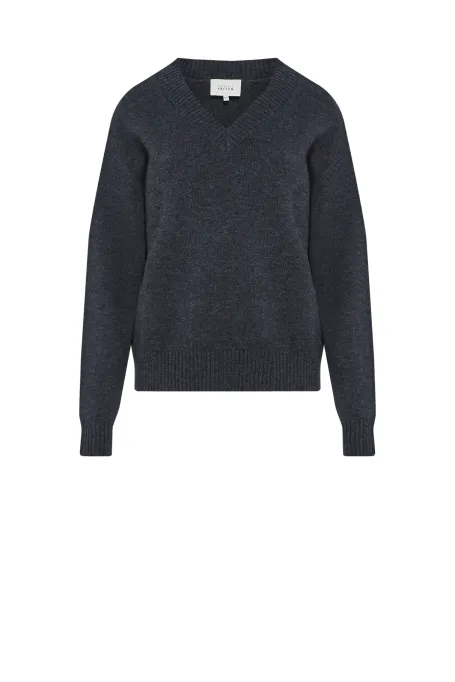 Grauer Pullover mit Kaschmir und Merinowolle