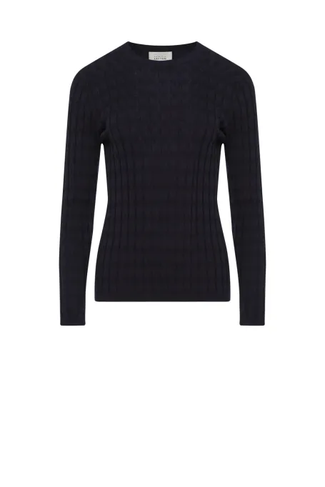 Bluse mit Zopfmuster aus Merinowolle