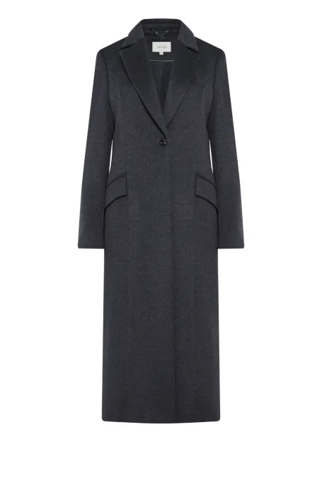 Dunkelgrauer Midi-Mantel aus Wolle