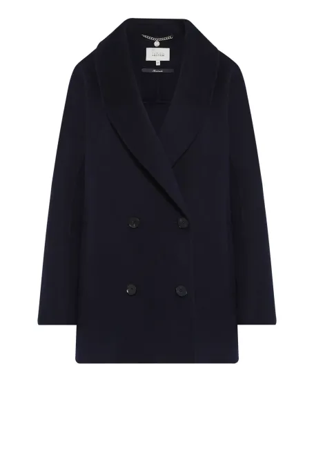 Dunkelblaue Doubleface-Jacke mit Seide