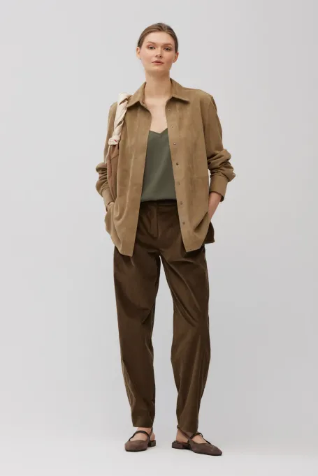 Beige Hemd aus natürlichem Veloursleder