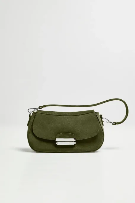 Kleine grüne Tasche aus natürlichem Wildleder