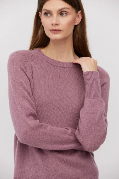 Violetter Pullover aus Kaschmir und Merinowolle