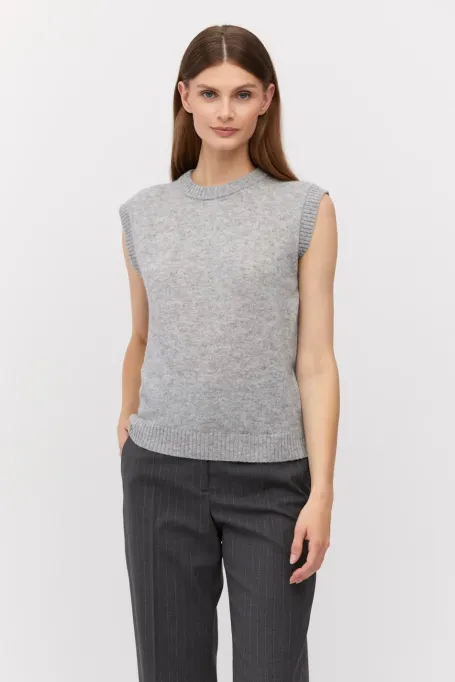Grauer Pullover aus Merinowolle und Kaschmir