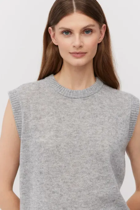 Grauer Pullover aus Merinowolle und Kaschmir