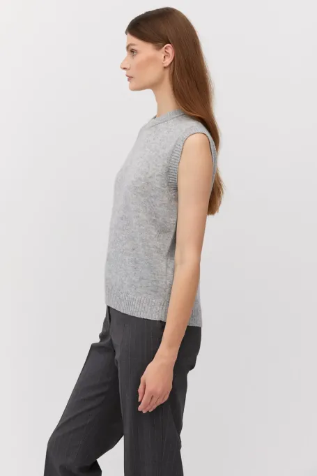 Grauer Pullover aus Merinowolle und Kaschmir