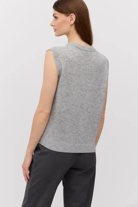 Grauer Pullover aus Merinowolle und Kaschmir