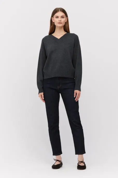 Grauer Pullover mit Kaschmir und Merinowolle