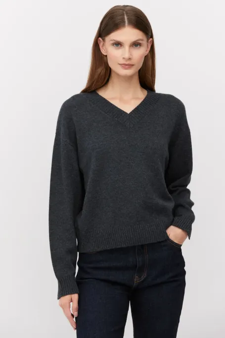 Grauer Pullover mit Kaschmir und Merinowolle