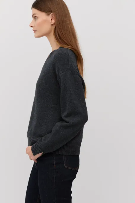 Grauer Pullover mit Kaschmir und Merinowolle