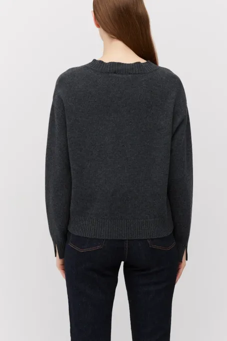 Grauer Pullover mit Kaschmir und Merinowolle