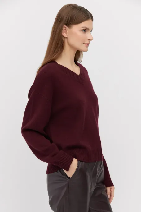 Locker gestrickter Pullover aus Kaschmir und Merinowolle rot