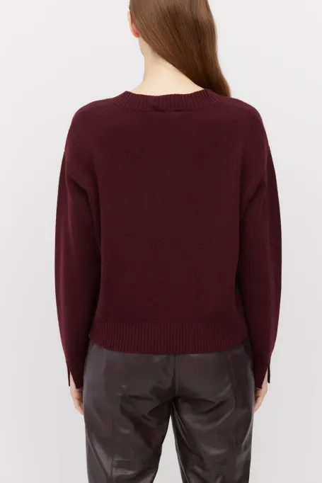 Locker gestrickter Pullover aus Kaschmir und Merinowolle rot