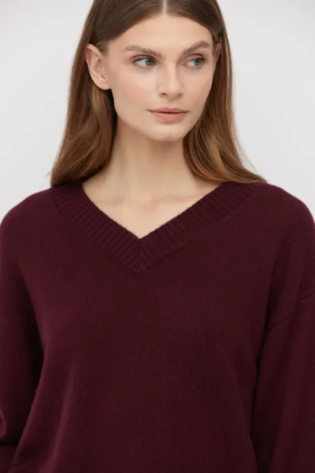 Locker gestrickter Pullover aus Kaschmir und Merinowolle rot
