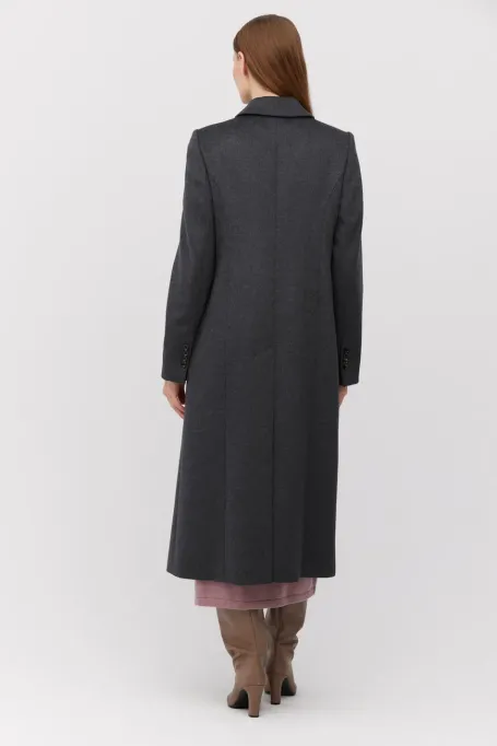 Dunkelgrauer Midi-Mantel aus Wolle