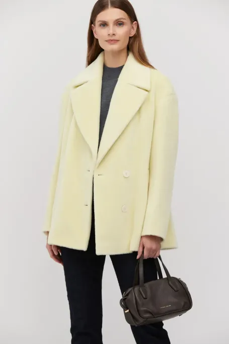 Jacke mit Baby Suri Alpaka-Wolle gelb