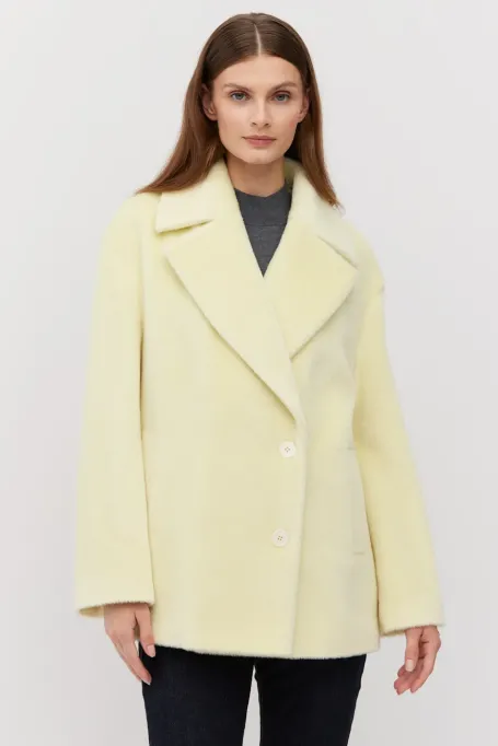 Jacke mit Baby Suri Alpaka-Wolle gelb