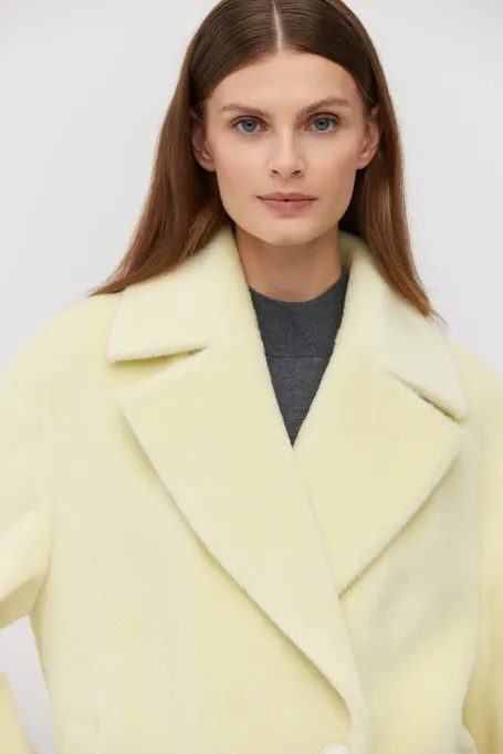 Jacke mit Baby Suri Alpaka-Wolle gelb