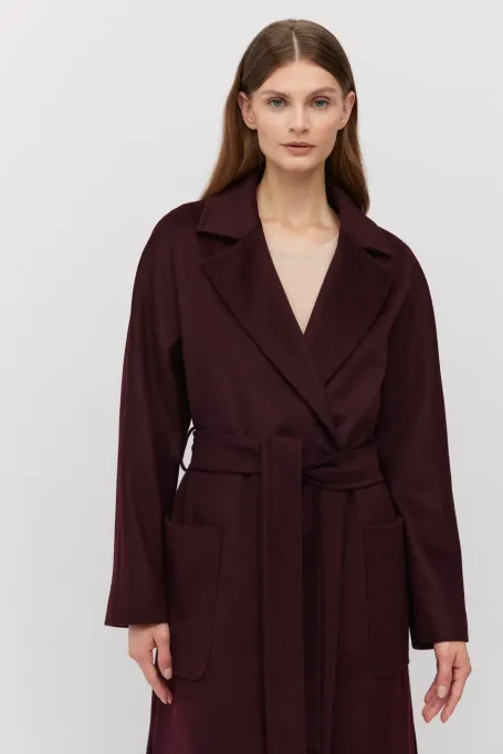 Mantel mit Gürtel aus Wollmischung mit Kaschmir und Seide