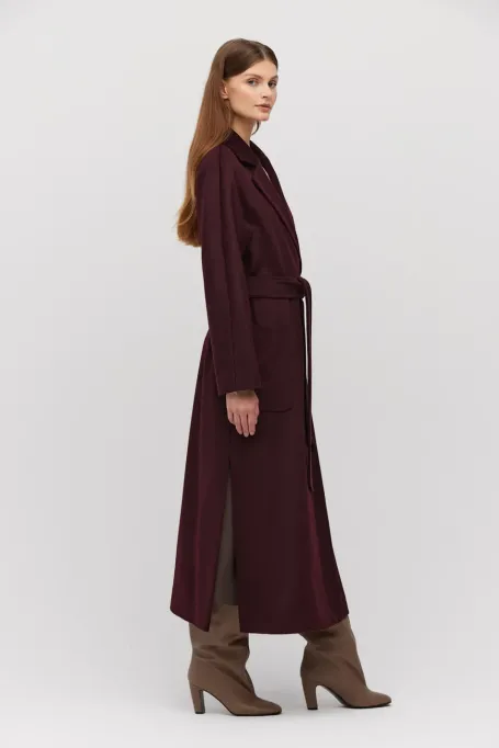 Mantel mit Gürtel aus Wollmischung mit Kaschmir und Seide