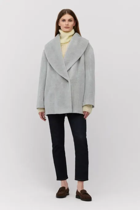 Graue Jacke mit Baby Suri Alpaka