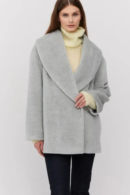 Graue Jacke mit Baby Suri Alpaka