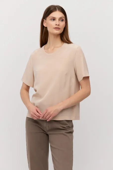 Seidenbluse in Puderrosa Brigitte
