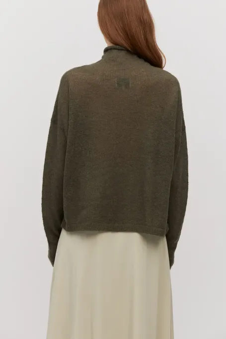 Grünes Rollkragentop aus Alpakawolle