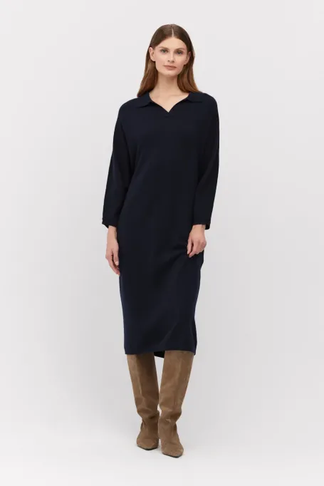 Dunkelblaues Kleid mit Kaschmir - Patrizia Aryton