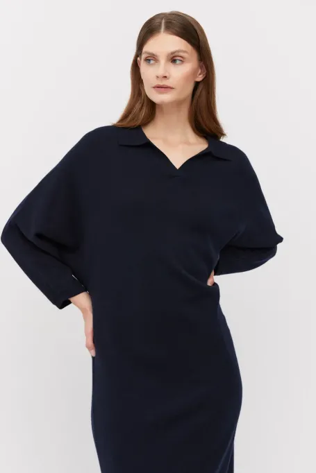 Dunkelblaues Kleid mit Kaschmir - Patrizia Aryton