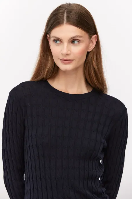 Bluse mit Zopfmuster aus Merinowolle