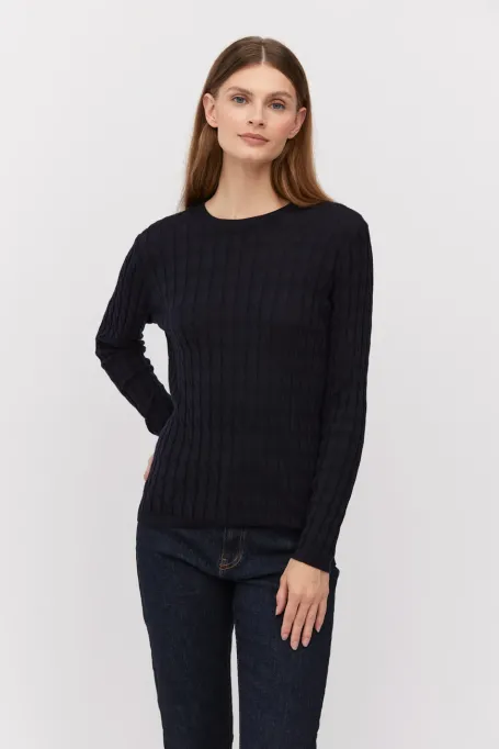 Bluse mit Zopfmuster aus Merinowolle