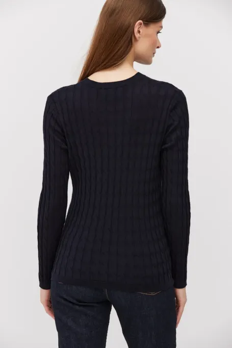 Bluse mit Zopfmuster aus Merinowolle