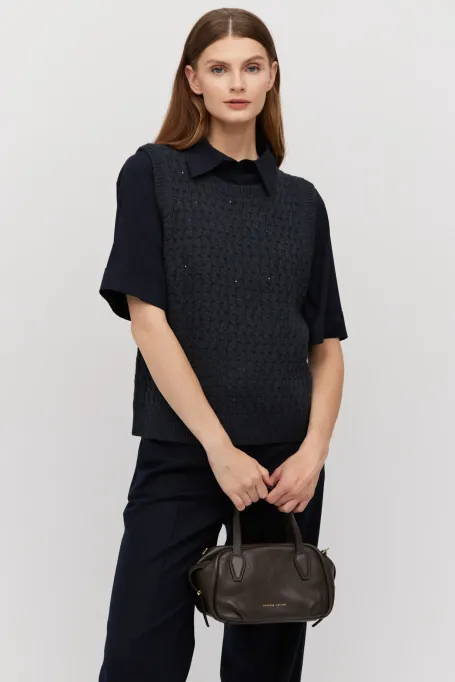 Dunkelblaue Seidenbluse