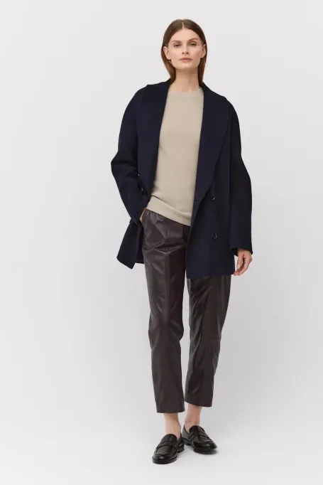 Dunkelblaue Doubleface-Jacke mit Seide - Patrizia Aryton