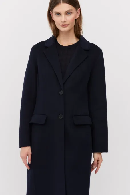 Langer dunkelblauer Doubleface-Mantel - Patrizia Aryton