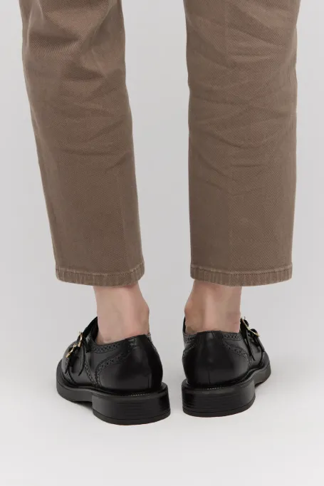 Schwarze Lederschuhe mit Schnallen - Patrizia Aryton