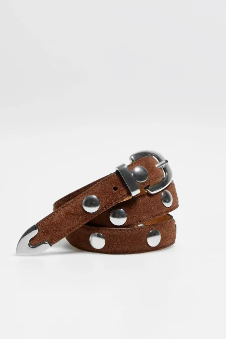 Veloursledergürtel mit Nieten