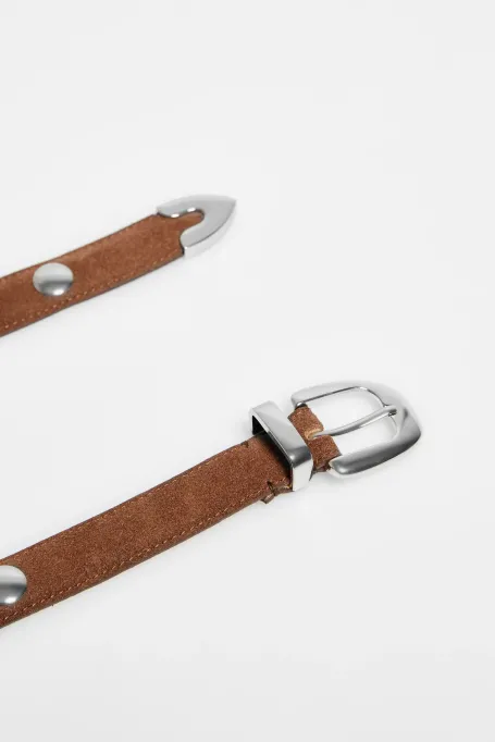 Veloursledergürtel mit Nieten
