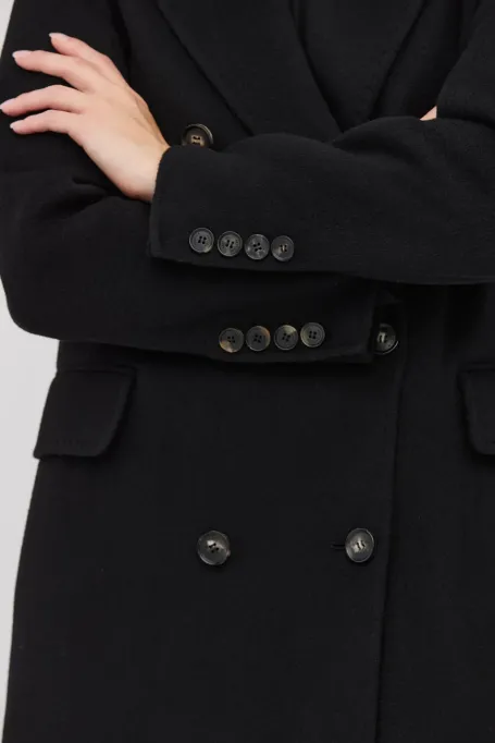 Schwarzer Doubleface-Mantel mit Kaschmir - Patrizia Aryton