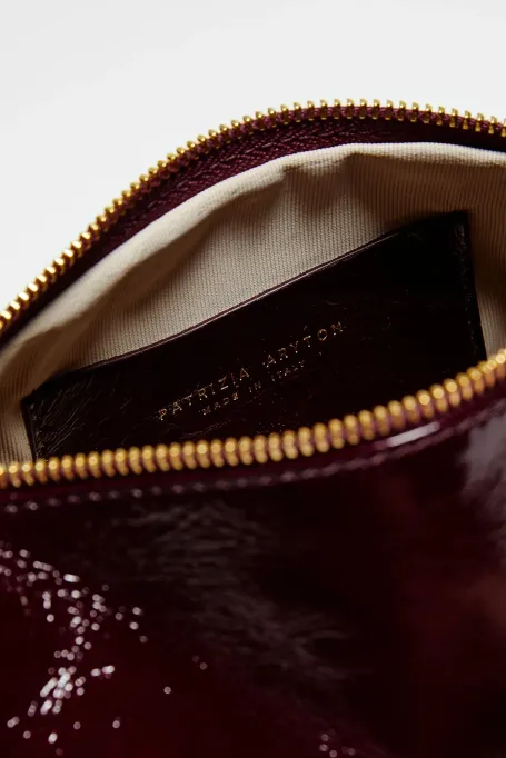 Kleine auberginefarbene Ledertasche - Patrizia Aryton