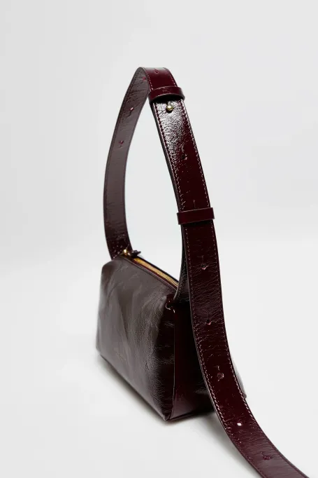 Kleine auberginefarbene Ledertasche - Patrizia Aryton