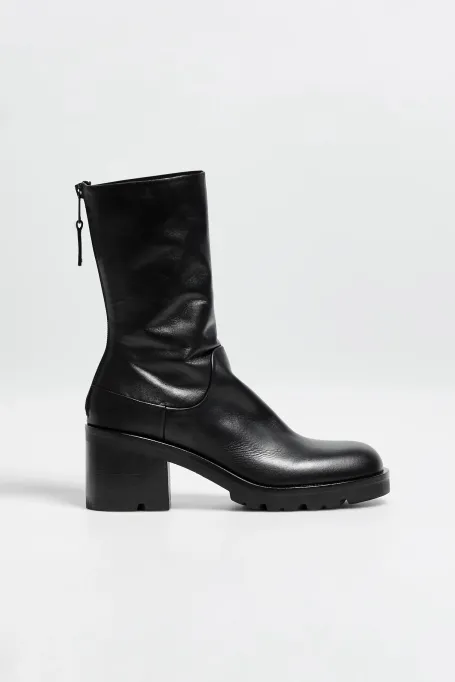 Schwarze Lederstiefeletten