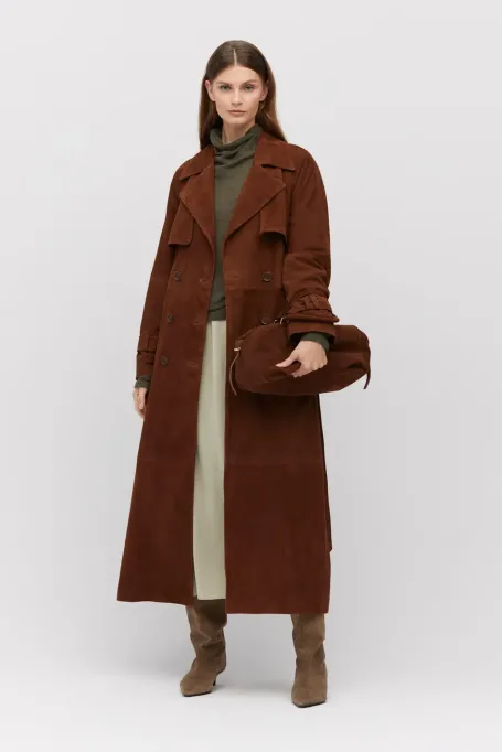 Trenchcoat aus echtem Wildleder