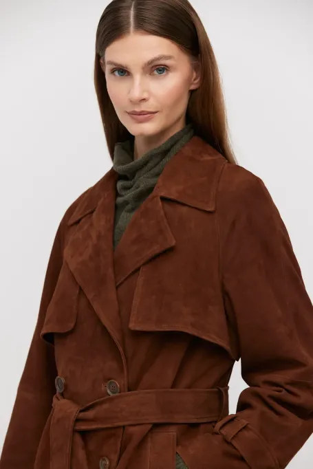 Trenchcoat aus echtem Wildleder