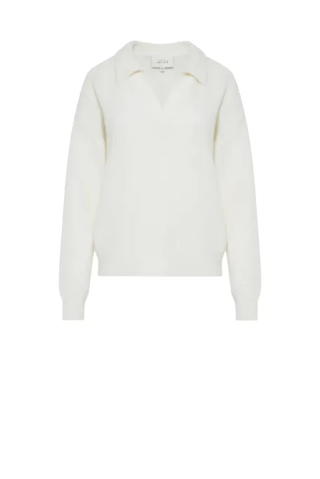 Cremefarbener Pullover mit Alpakawolle