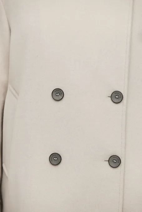 Beigefarbene zweireihige Wolljacke