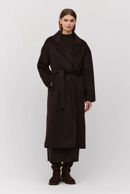 Brauner, zweireihiger, doppelseitiger Mantel mit Seide - Patrizia Aryton