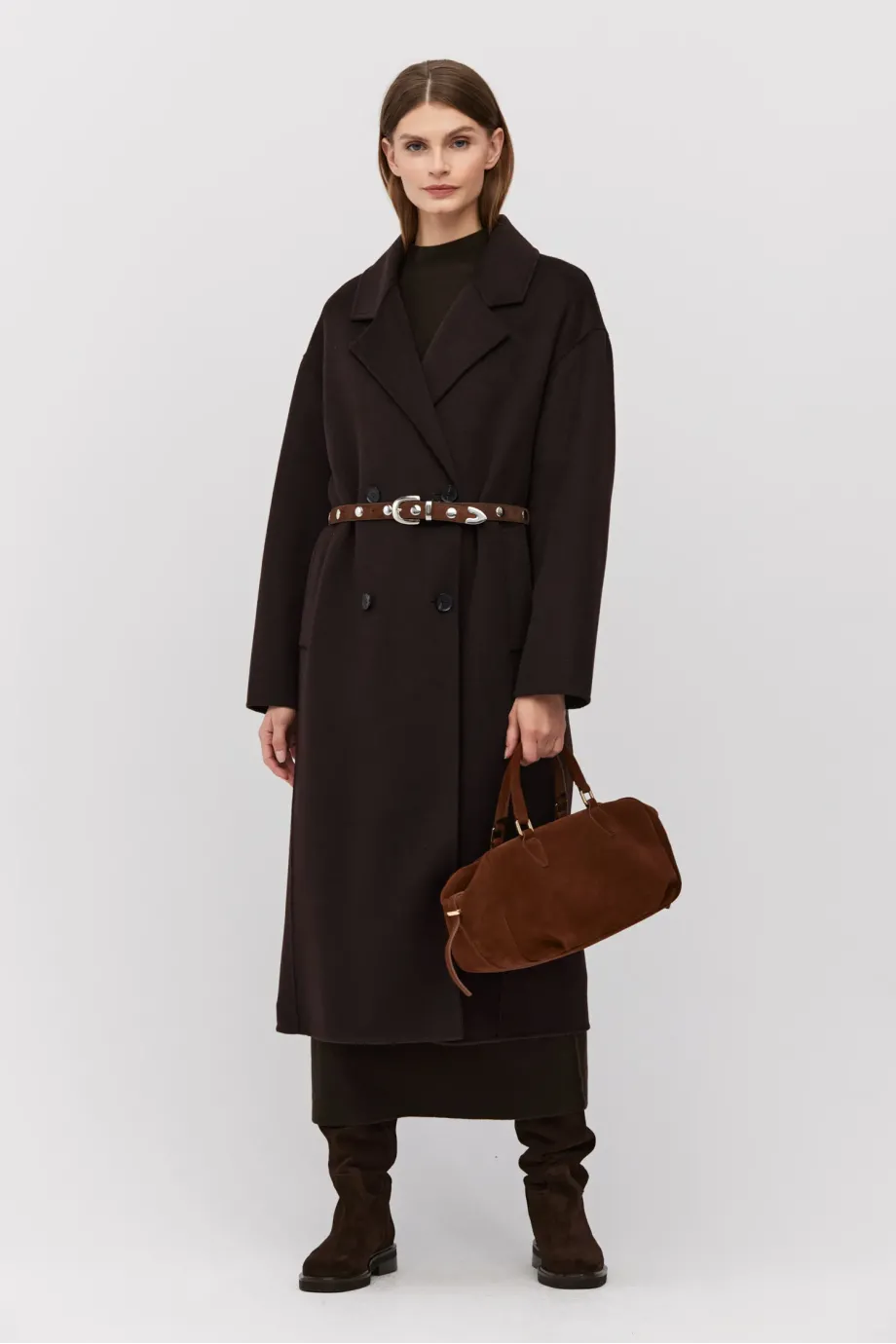 Brauner, zweireihiger, doppelseitiger Mantel mit Seide - Patrizia Aryton Brauner, zweireihiger, doppelseitiger Mantel mit Seide - Patrizia Aryton