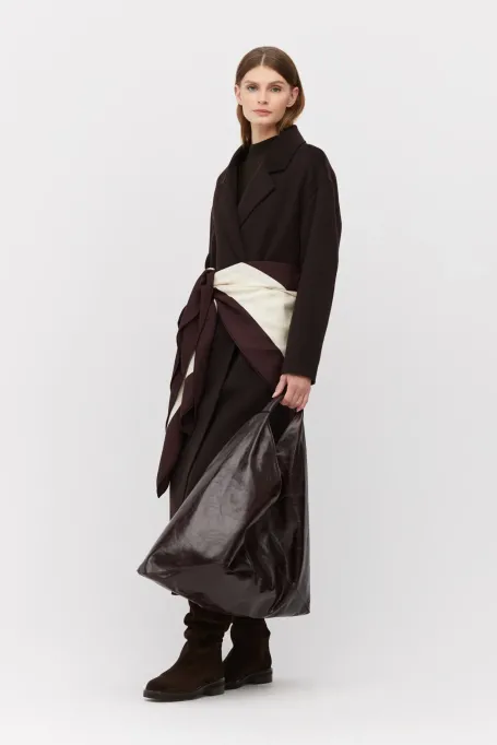 Brauner, zweireihiger, doppelseitiger Mantel mit Seide - Patrizia Aryton Brauner, zweireihiger, doppelseitiger Mantel mit Seide - Patrizia Aryton